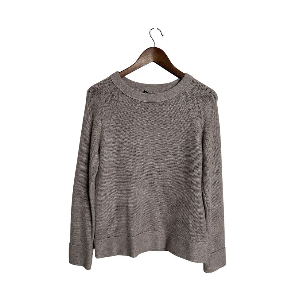ThePerfext 100% Cashmere Crewneck Sweater Taupe Womans XS Luxury Knit